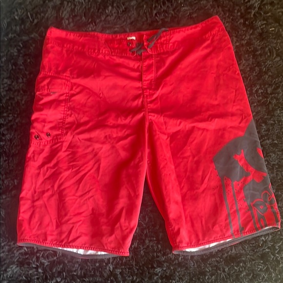DC Red and Black Men's Swim Board Shorts - Picture 1 of 1